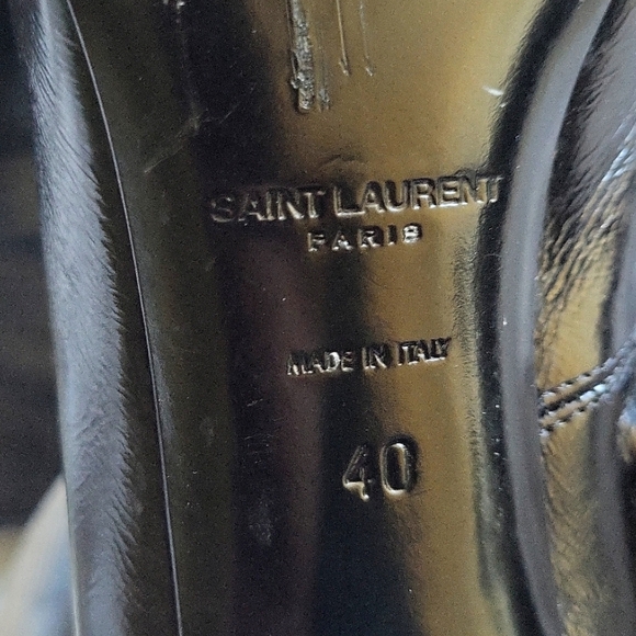 SAINT LAURENT Fetish lace up Textured-leather Ankle Boots - Picture 11 of 16